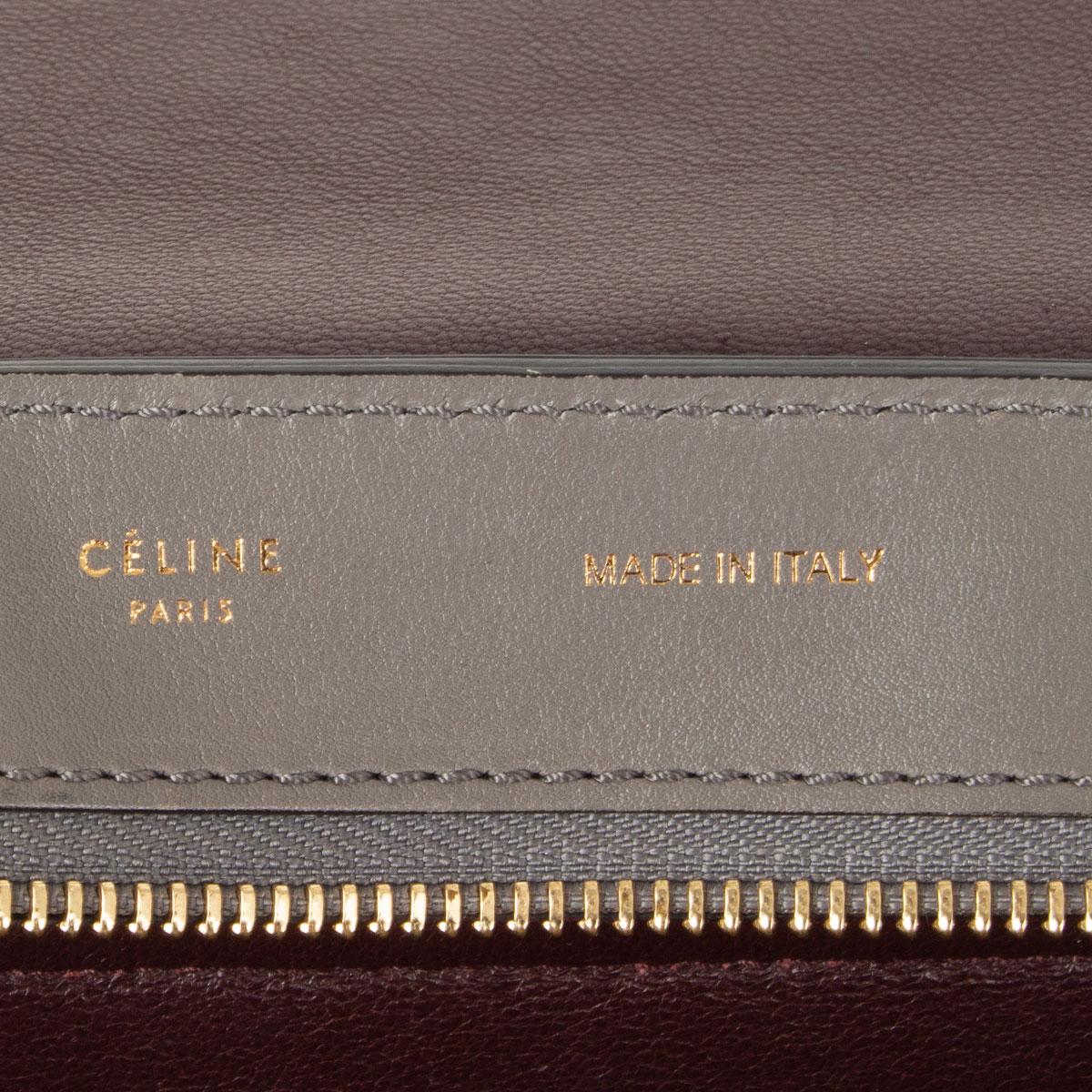 CELINE grey leather & Crocodile Stamped suede TRAPEZE SMALL Shoulder Bag 1