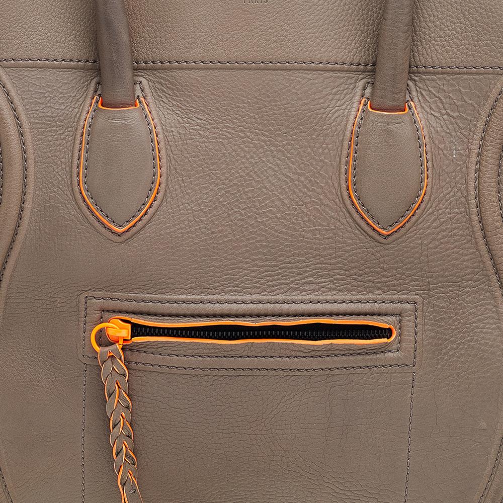 Women's Celine Grey Leather Large Phantom Luggage Tote