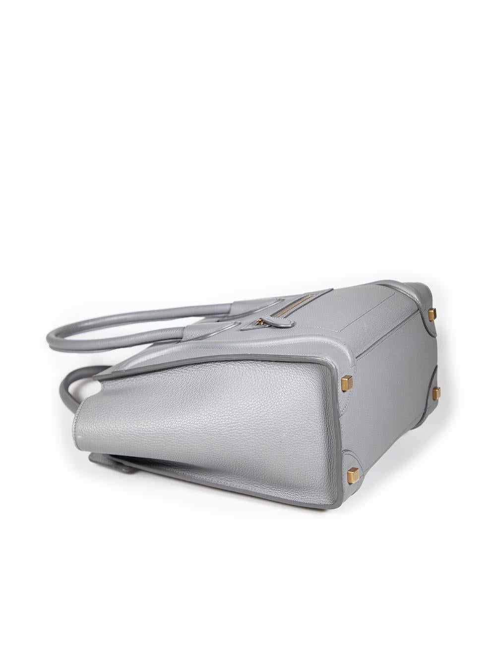 Céline Grey Leather Luggage Micro Tote Bag 2