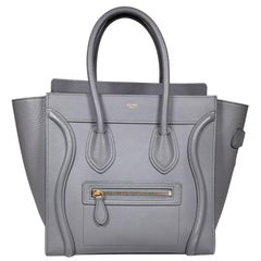 Céline Grey Leather Luggage Micro Tote Bag