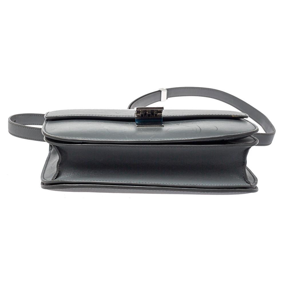 Women's Celine Grey Leather Medium Classic Box Shoulder Bag