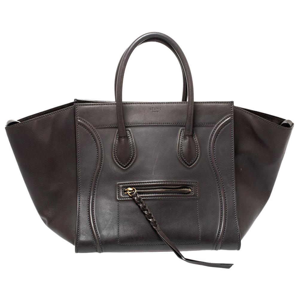 Celine Grey Leather Medium Phantom Luggage Tote