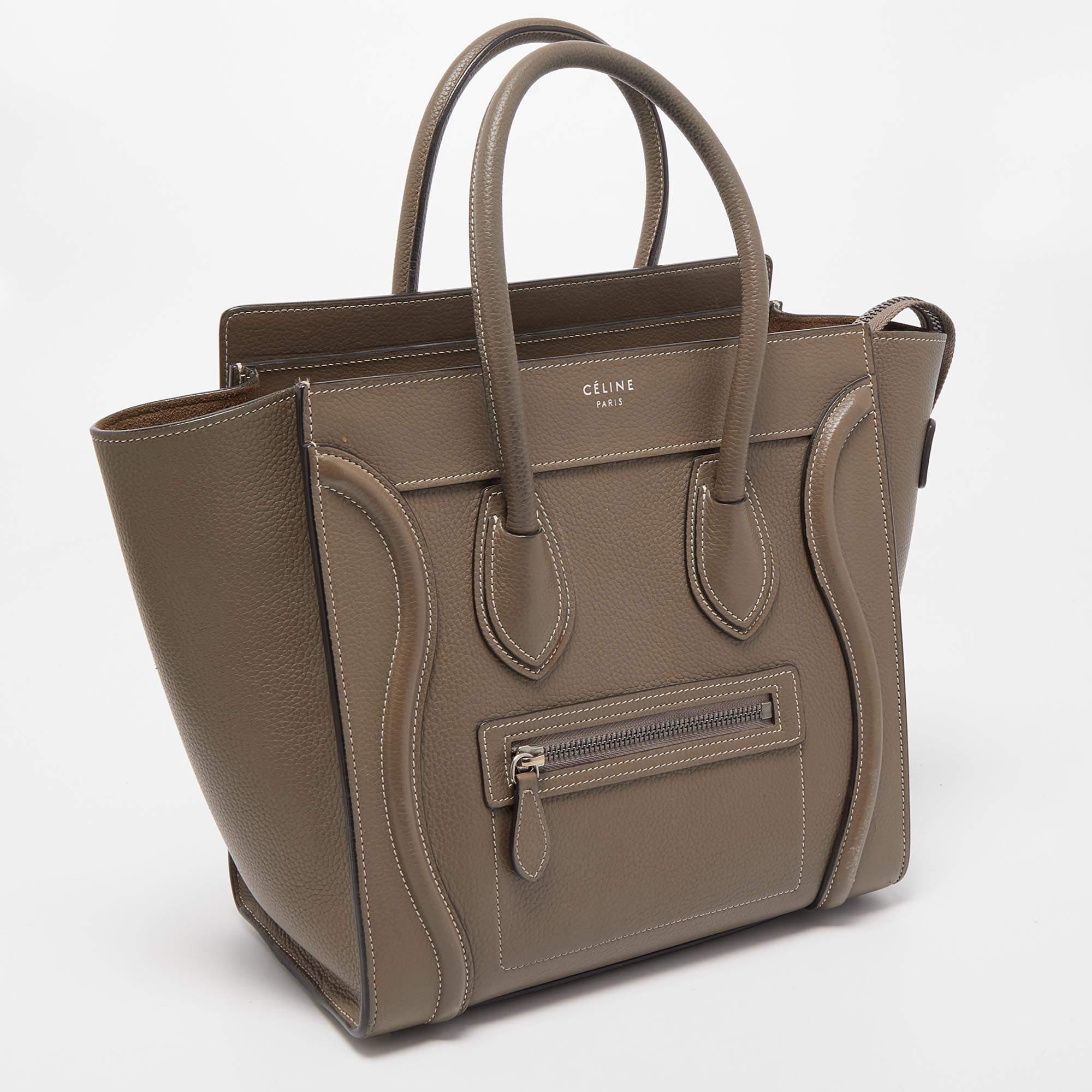 Women's Celine Grey Leather Micro Luggage Tote