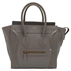 Fourre-tout en cuir gris Micro Luggage Tote de Céline