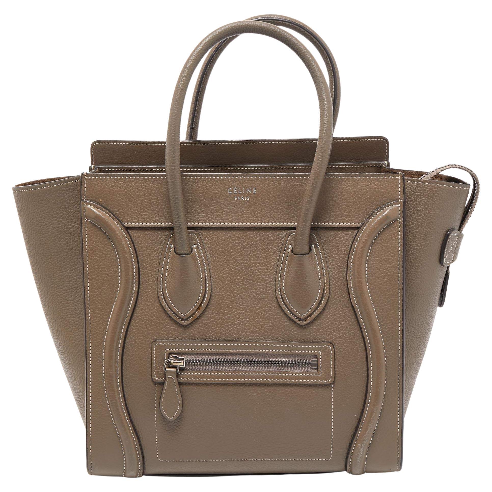 Celine Grey Leather Micro Luggage Tote