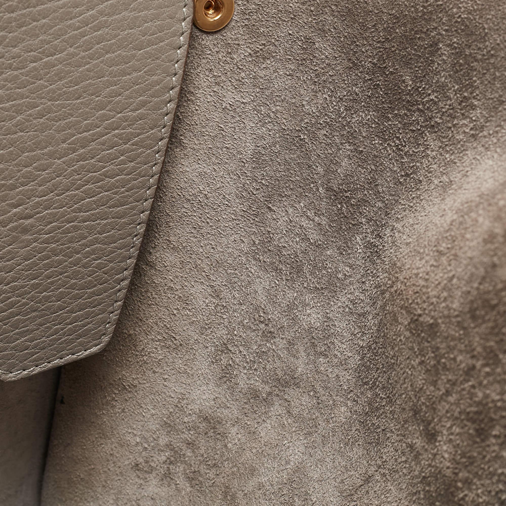 Celine Grey Leather Mini Tie Tote For Sale 11