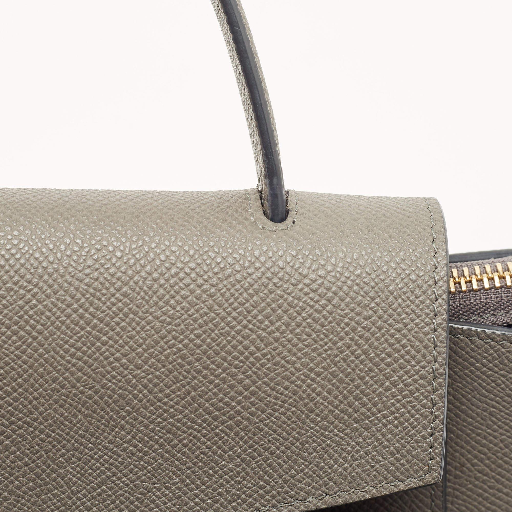 Celine Grey Leather Nano Belt Top Handle Bag 7