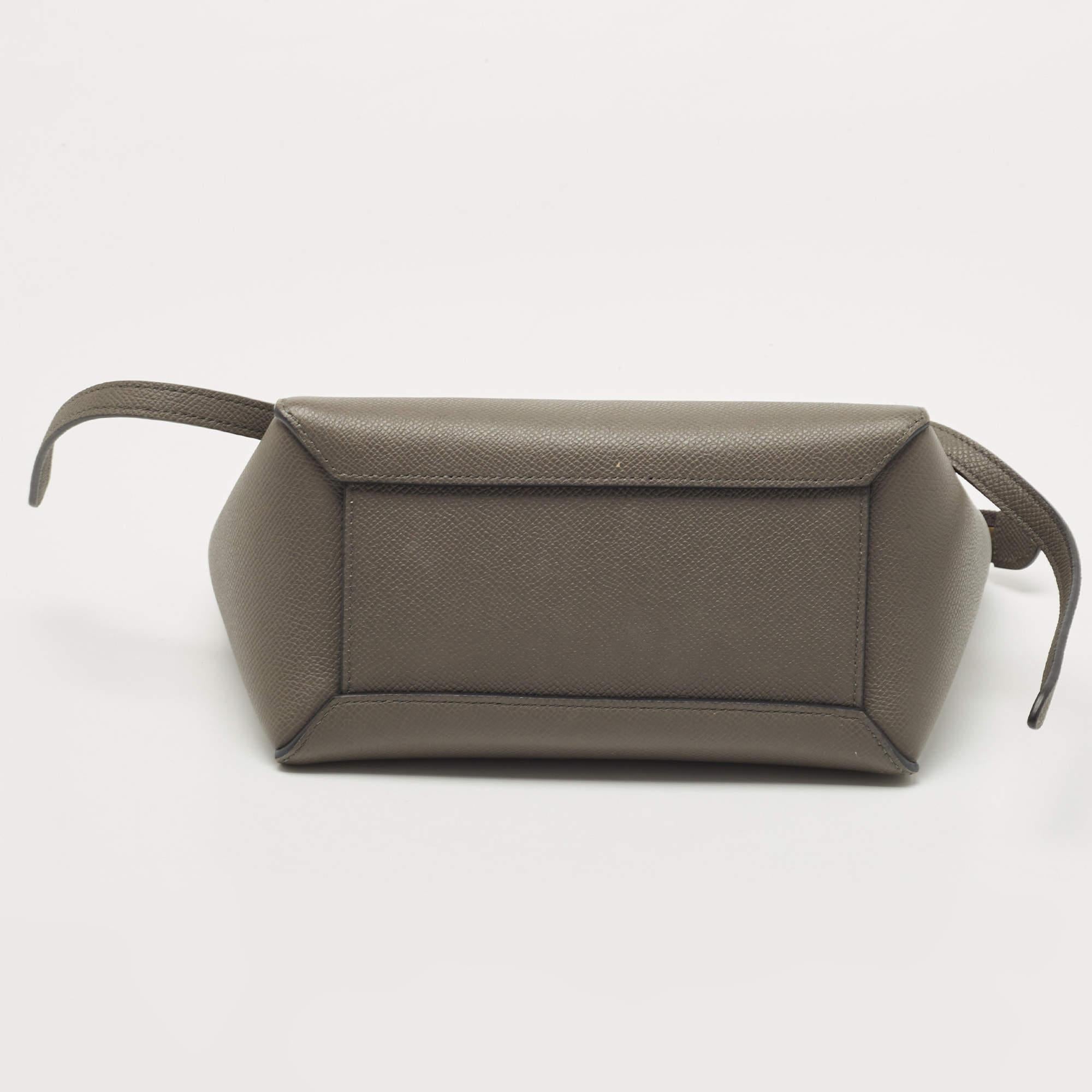 Celine Grey Leather Nano Belt Top Handle Bag 1