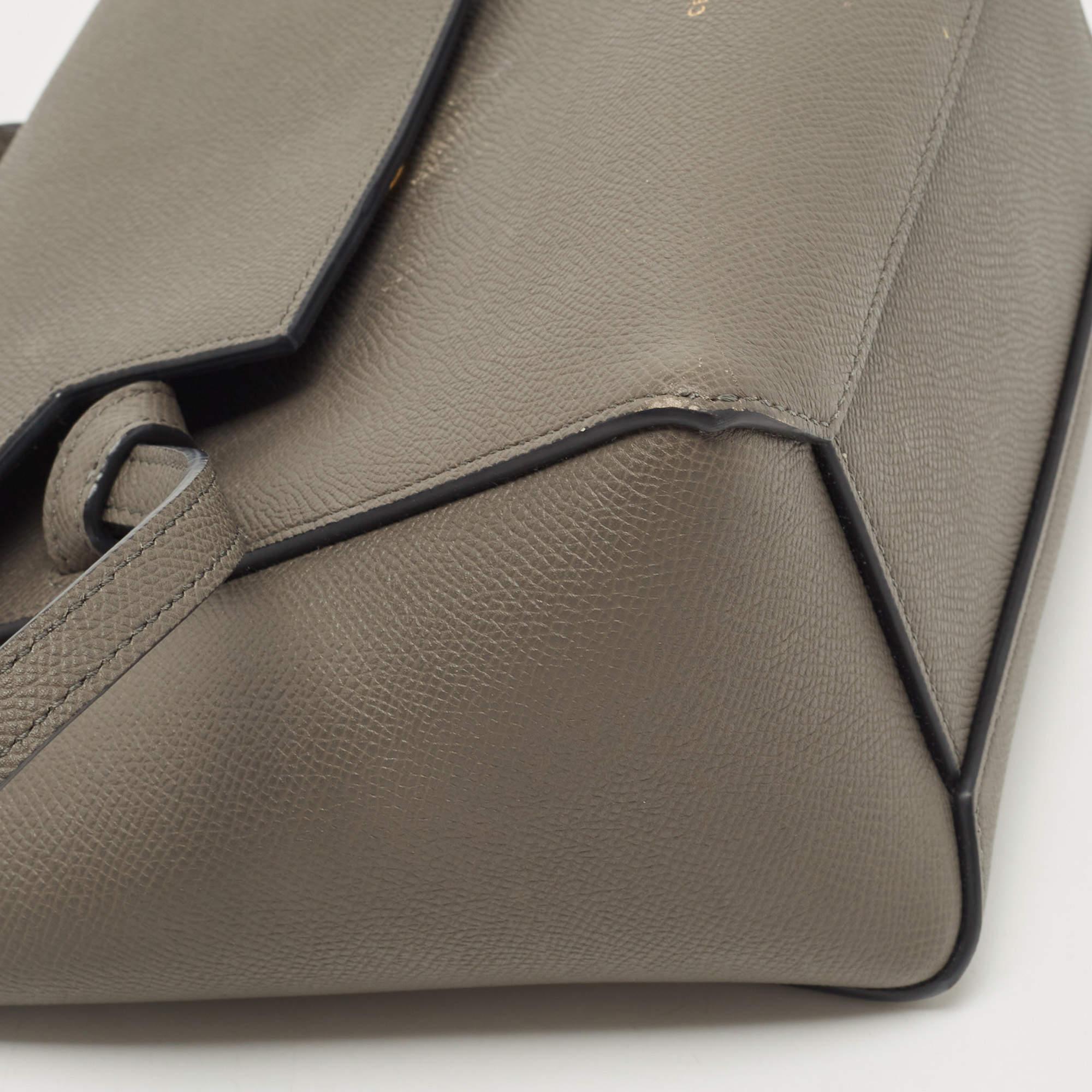 Celine Grey Leather Nano Belt Top Handle Bag 2