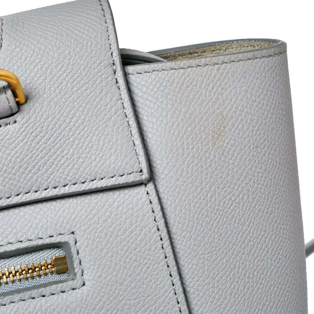 Celine Grey Leather Nano Belt Top Handle Bag 2