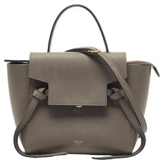 Celine Grey Leather Nano Belt Top Handle Bag
