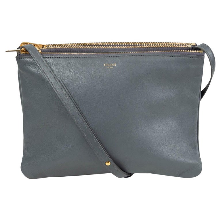 Trio leather crossbody bag Celine Grey in Leather - 36187979