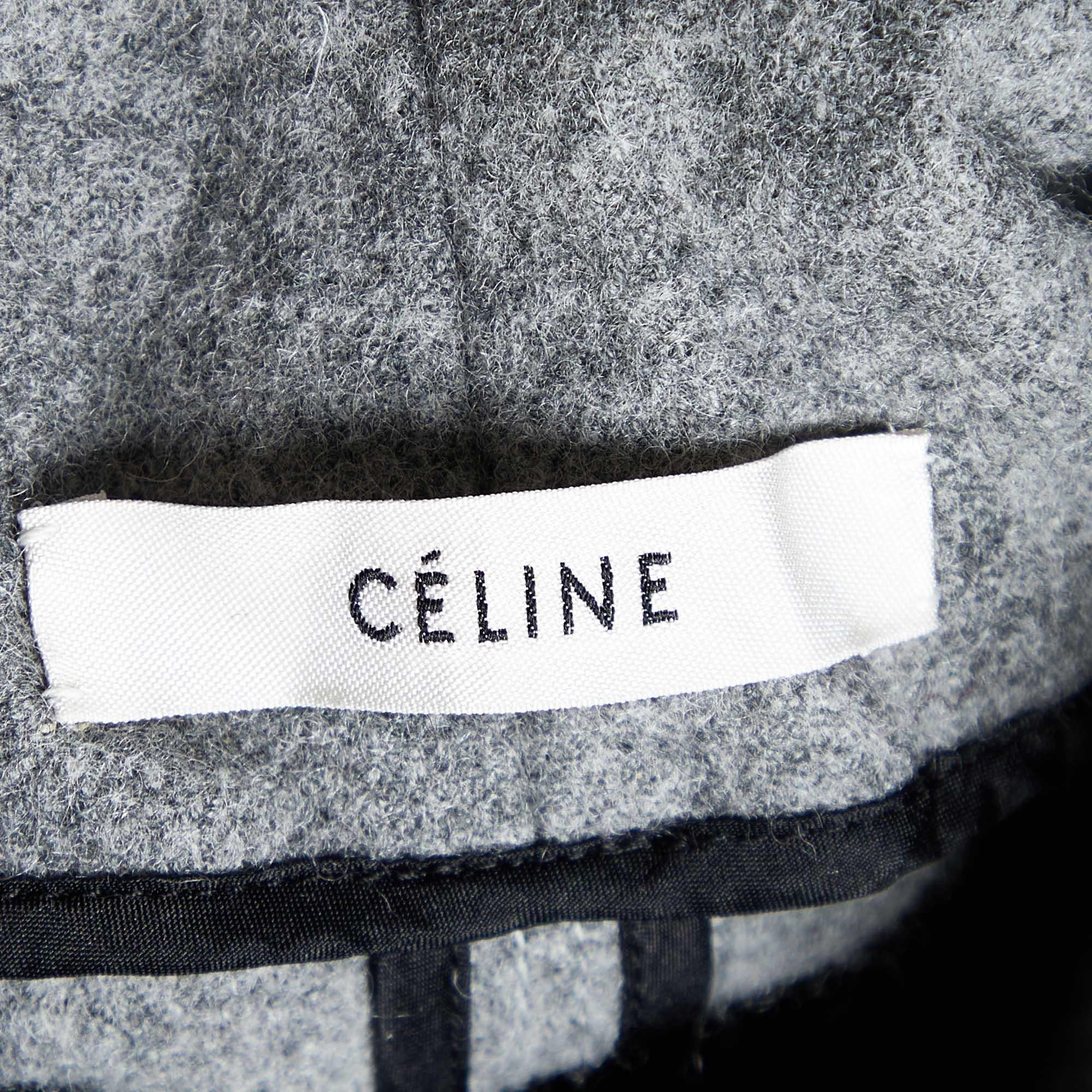 Celine Grauer Rollkragenpullover aus Merinowolle mit Reißverschlussdetails S im Zustand „Hervorragend“ im Angebot in Dubai, Al Qouz 2