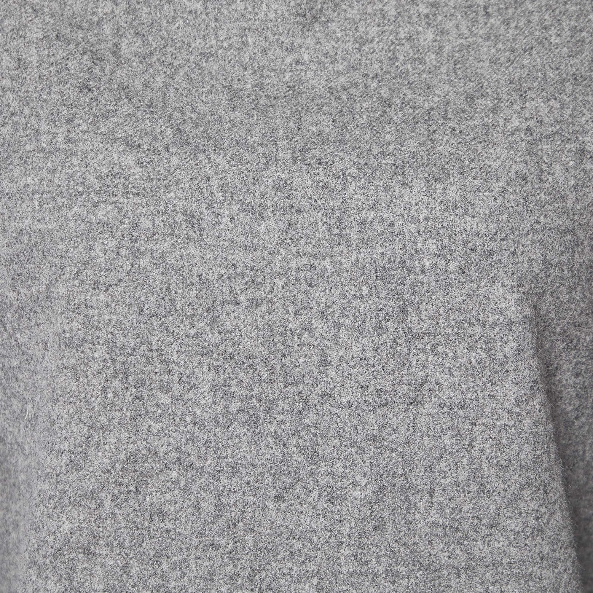 Celine Grey Merino Wool Zip Detail Turtleneck Sweater S For Sale 1