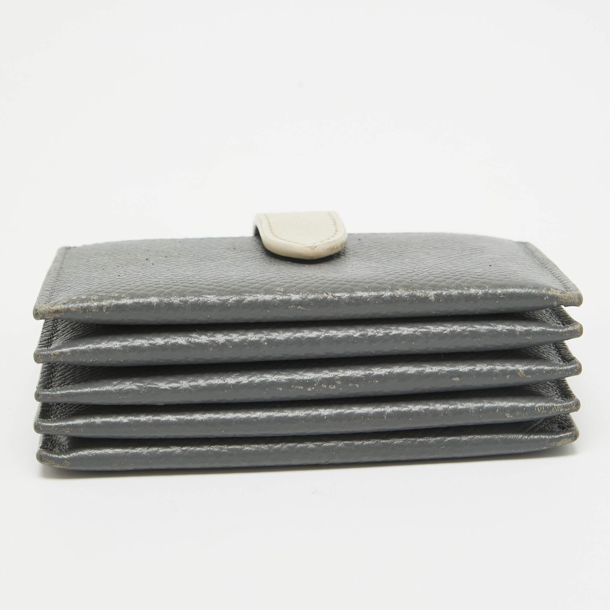 Celine Grey/Off White Leather Accordion Card Holder For Sale 3