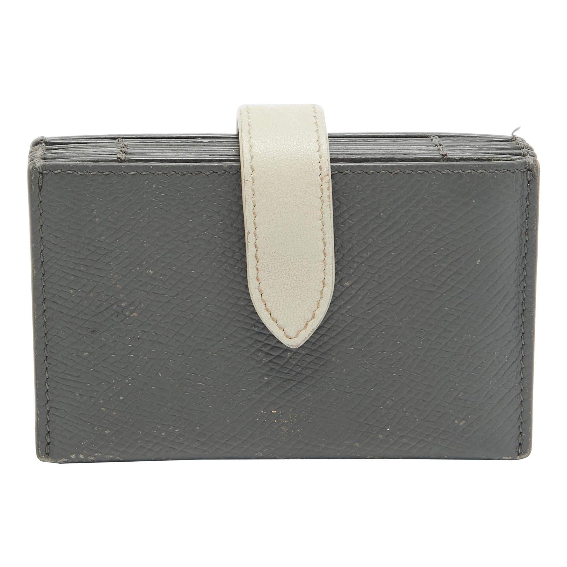 Portacarte a fisarmonica in pelle Celine grigio/bianco in vendita