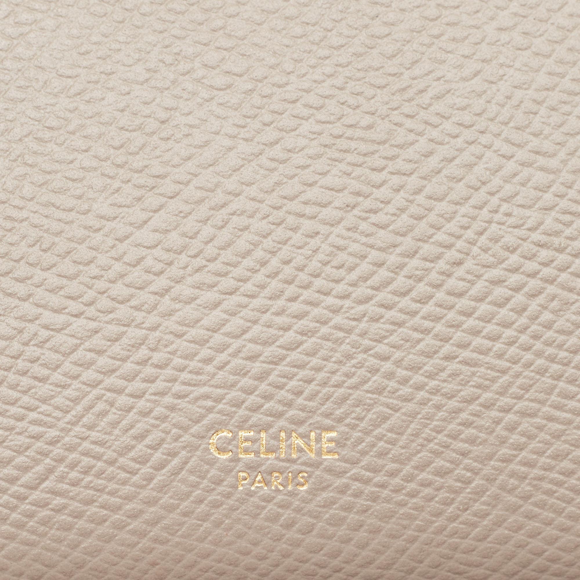 Celine - Portefeuille compact de taille moyenne en cuir gris/rose 6