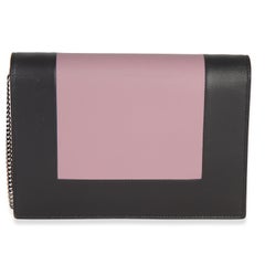 Celine Grey Pink Smooth Calfskin Frame Evening Clutch On Chain