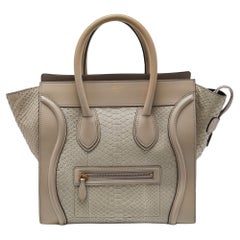 Celine Grey Python and Leather Mini Luggage Tote