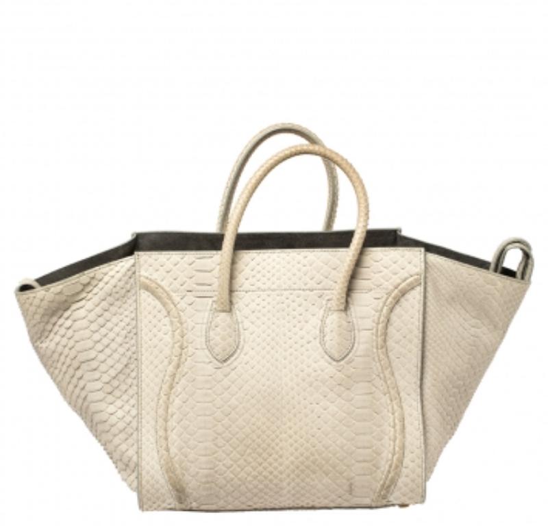 Beige Celine Grey Python Medium Phantom Luggage Tote For Sale