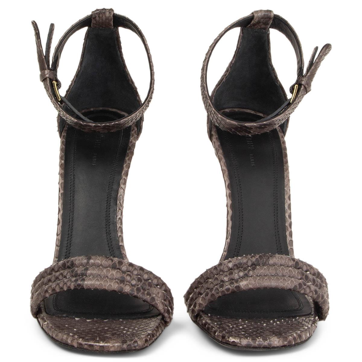 Gris Céline - Sandales à lanières à chevilles PYTHON grises, 37 en vente