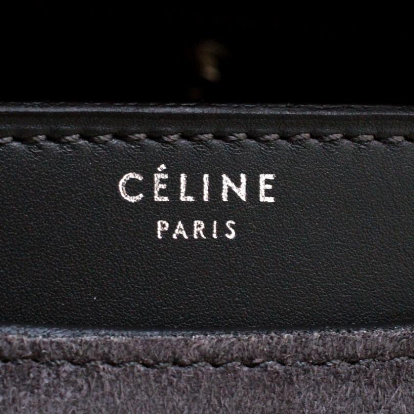Celine Grey Suede and Leather Large Case Chain Flap Shoulder Bag In Excellent Condition In Dubai, Al Qouz 2