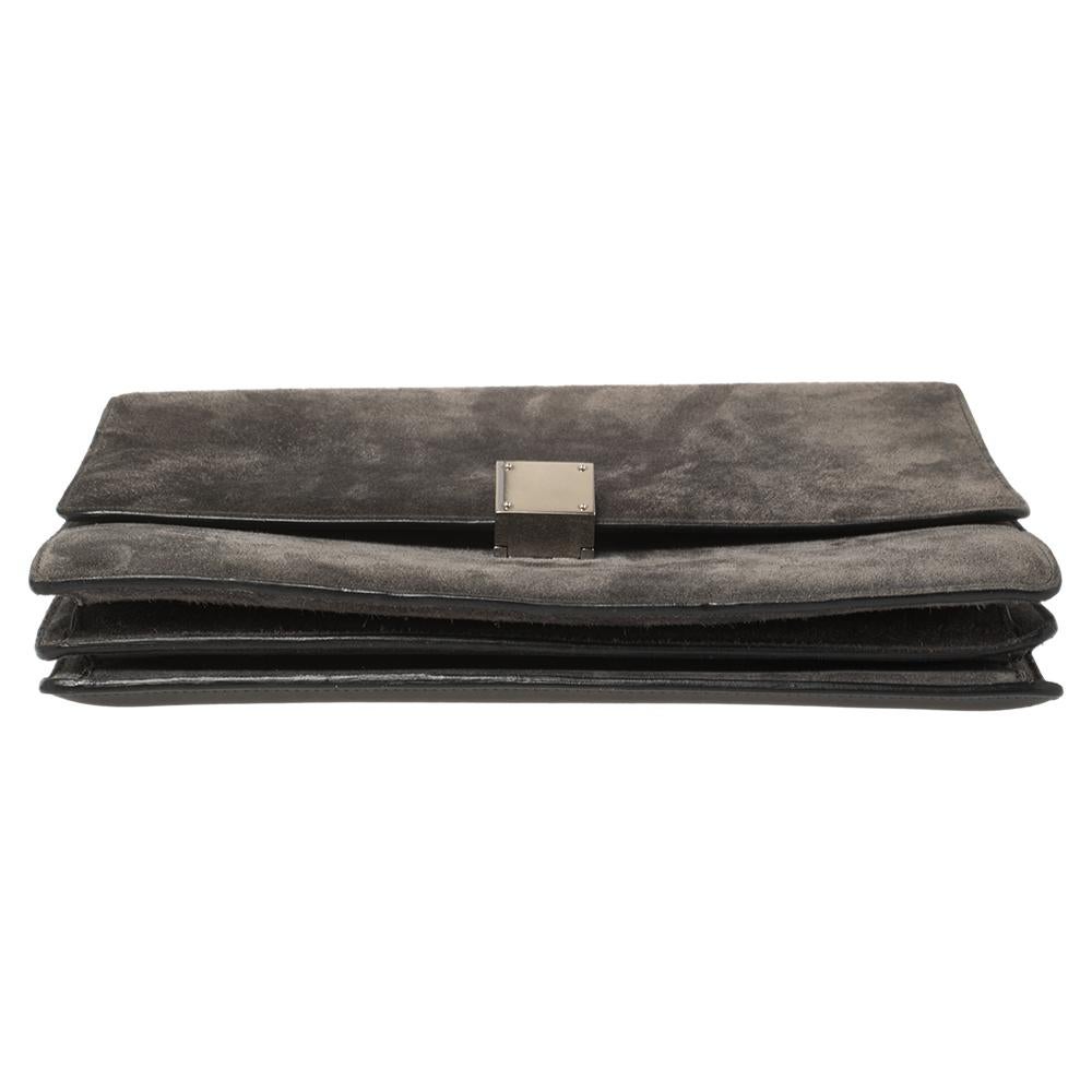 gray suede shoulder bag