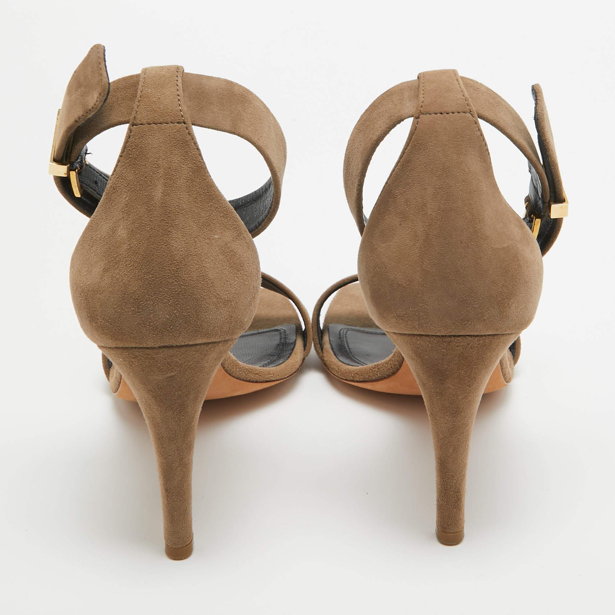 Women's Celine Grey Suede Ankle Strap Sandals Size 38.5 For Sale