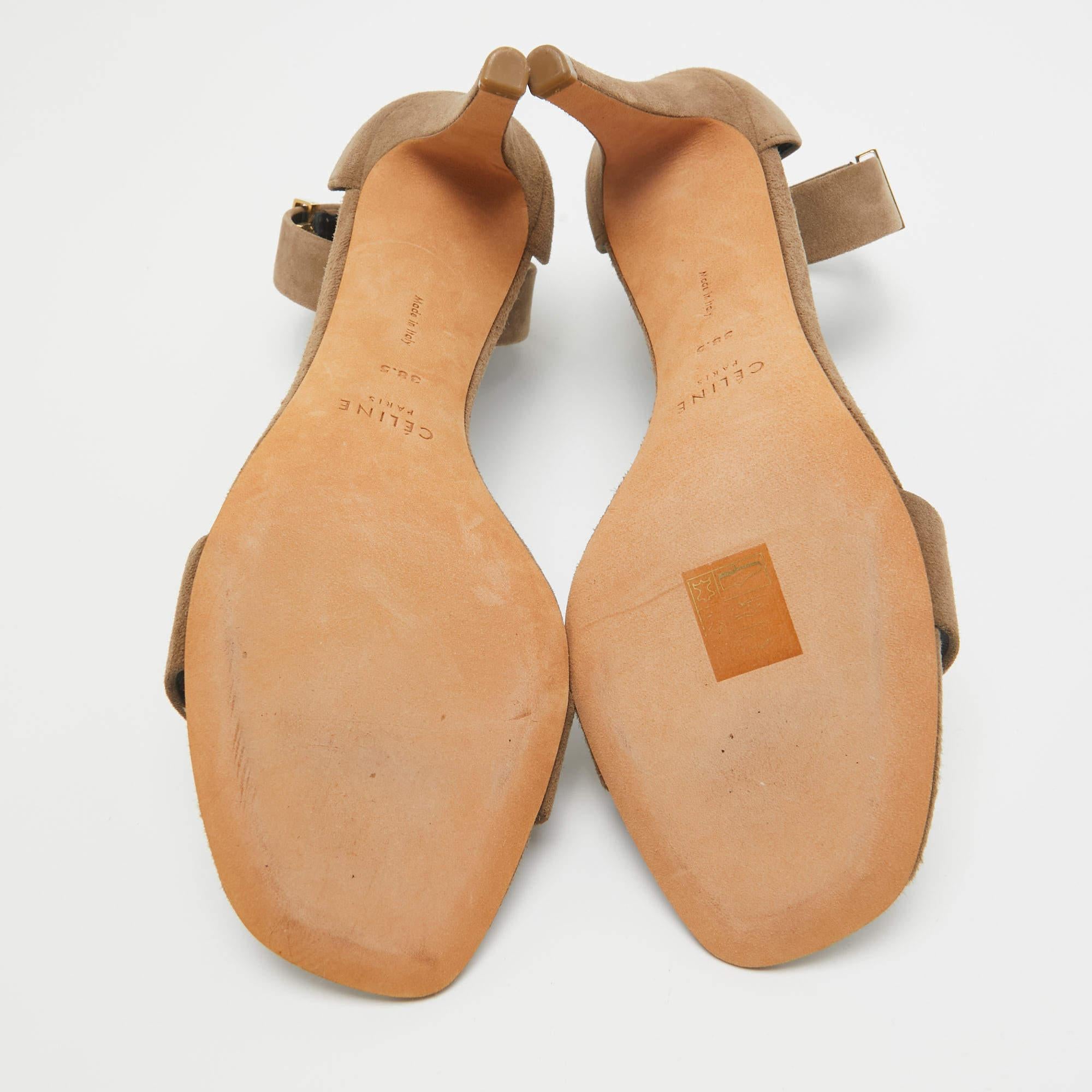 Celine Grey Suede Ankle Strap Sandals Size 38.5 For Sale 2