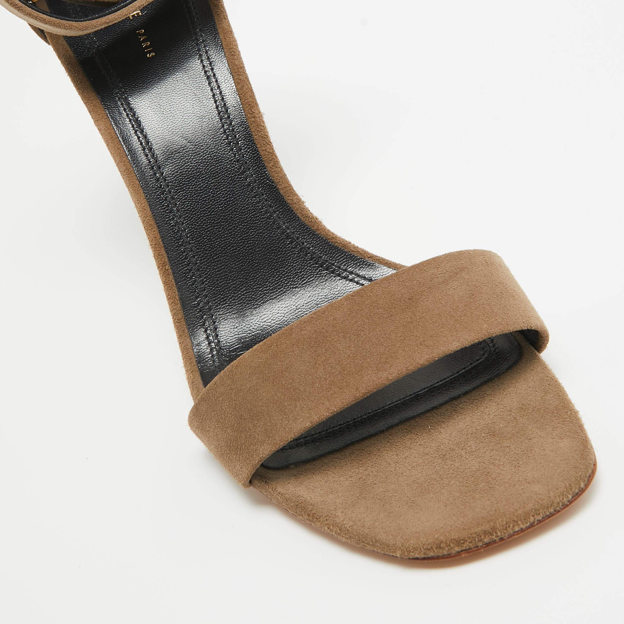 Celine Grey Suede Ankle Strap Sandals Size 38.5 For Sale 3