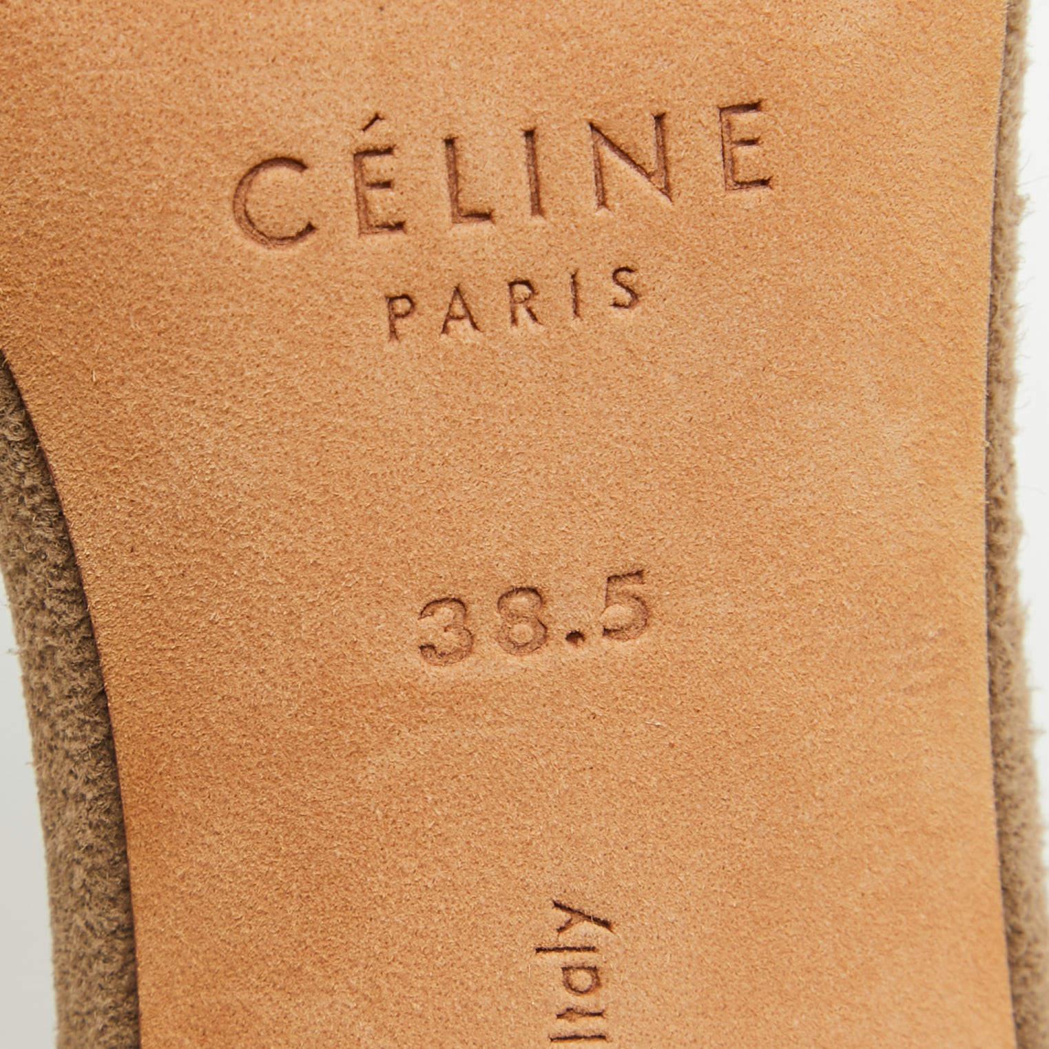 Sandales en daim gris de Celine Taille 38.5 en vente 4