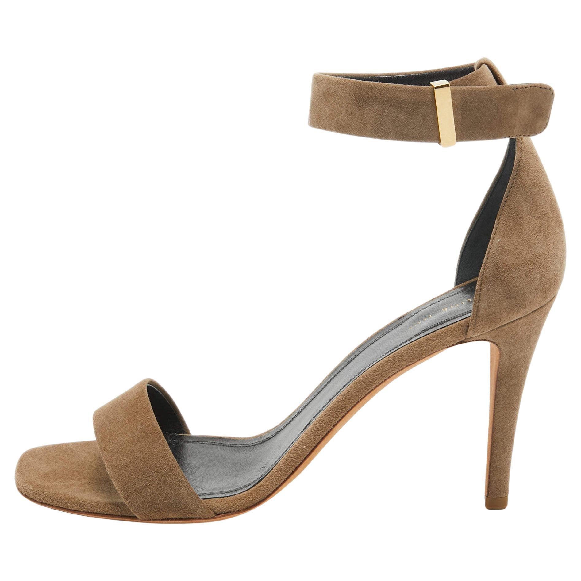 Celine Grey Suede Ankle Strap Sandals Size 38.5 For Sale