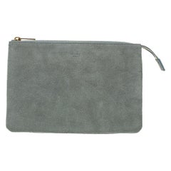 Celine Grey Suede Trio Zip Clutch