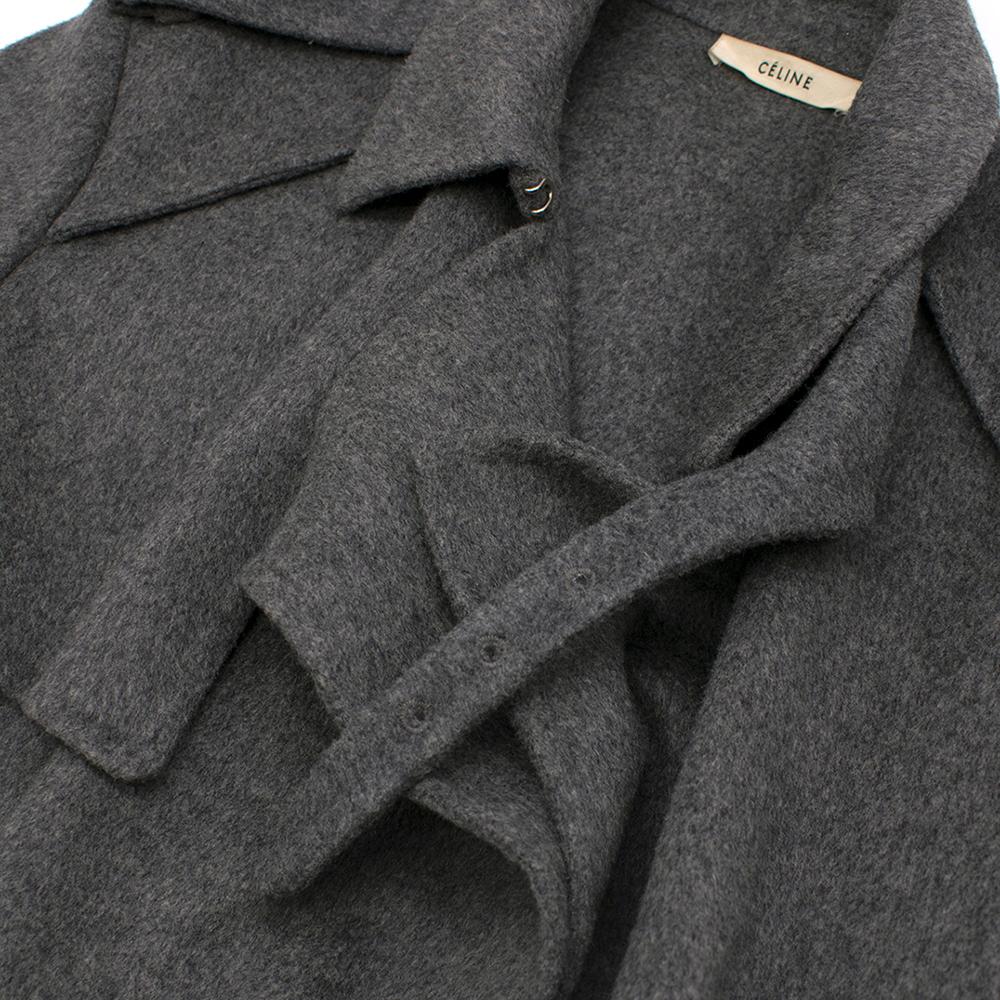 Gray Celine Grey Wool A-Line Belted Coat - Size US 4