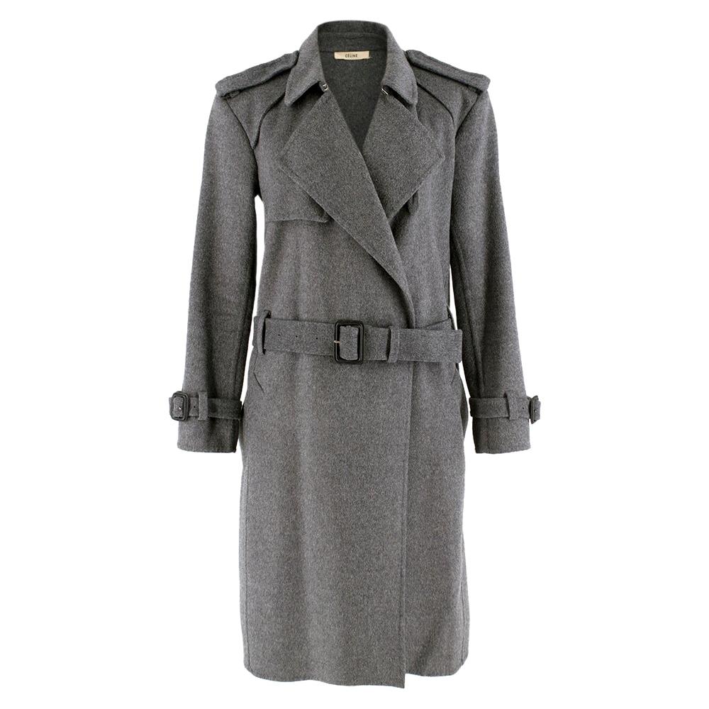 Celine Grey Wool A-Line Belted Coat - Size US 4