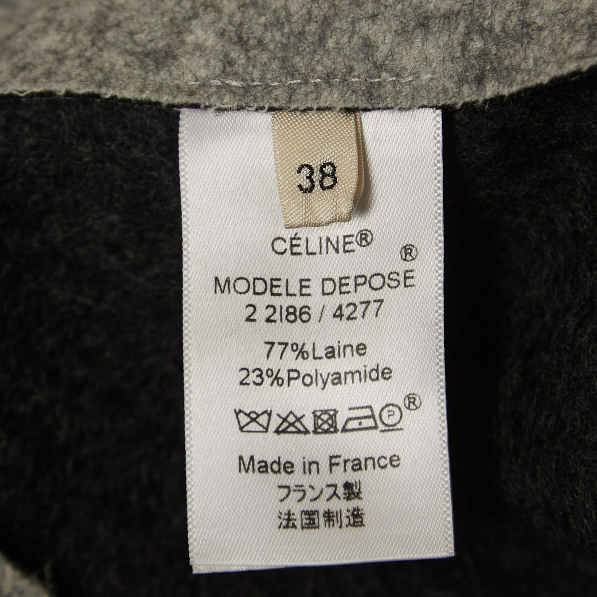 Celine Grey Wool Asymmetrical Mini Skirt M In Excellent Condition In Dubai, Al Qouz 2