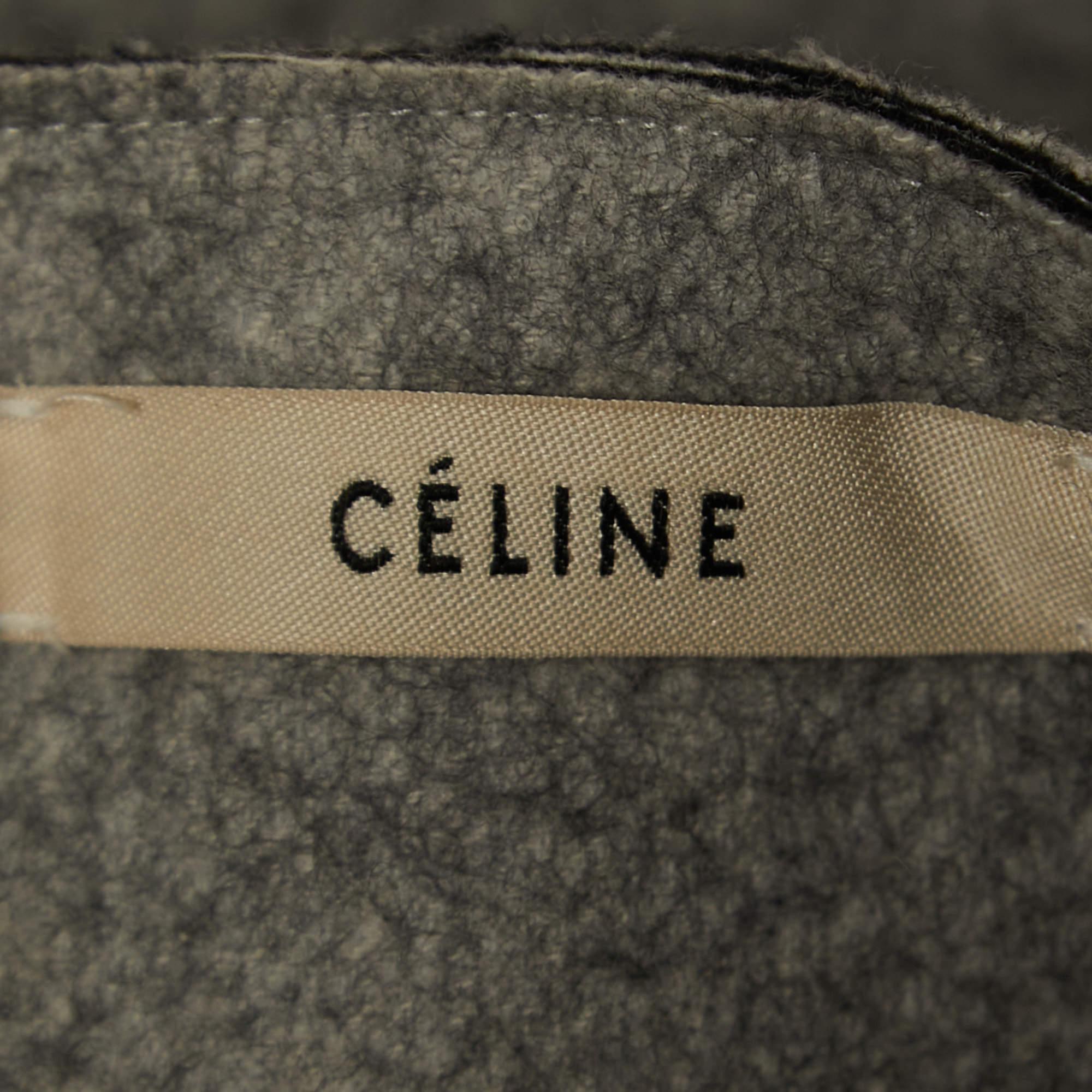 Women's Celine Grey Wool Asymmetrical Mini Skirt M