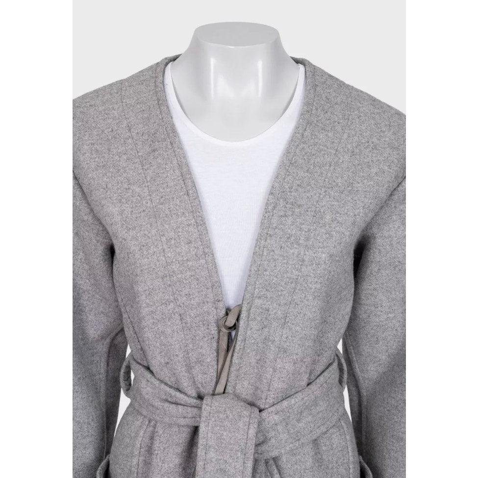 Donna Celine Grey Wool Blend Coat - Size XS (FR 34) in vendita