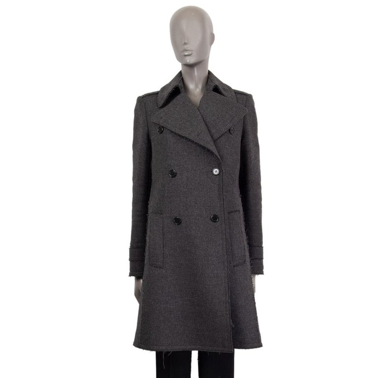 CELINE grey wool DOUBLE BREASTED Coat Jacket 40 M For Sale at 1stDibs