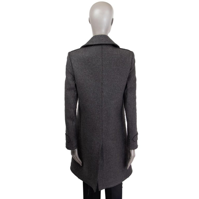 CELINE grey wool DOUBLE BREASTED Coat Jacket 40 M at 1stDibs