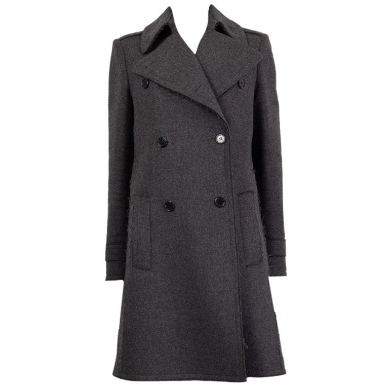 CELINE grey wool DOUBLE BREASTED Coat Jacket 40 M For Sale