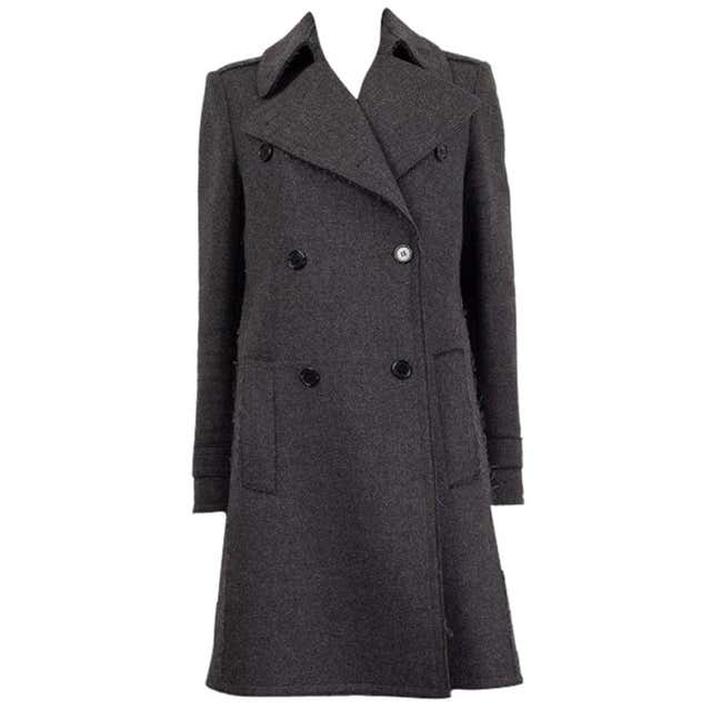 CELINE grey wool DOUBLE BREASTED Coat Jacket 40 M For Sale at 1stDibs