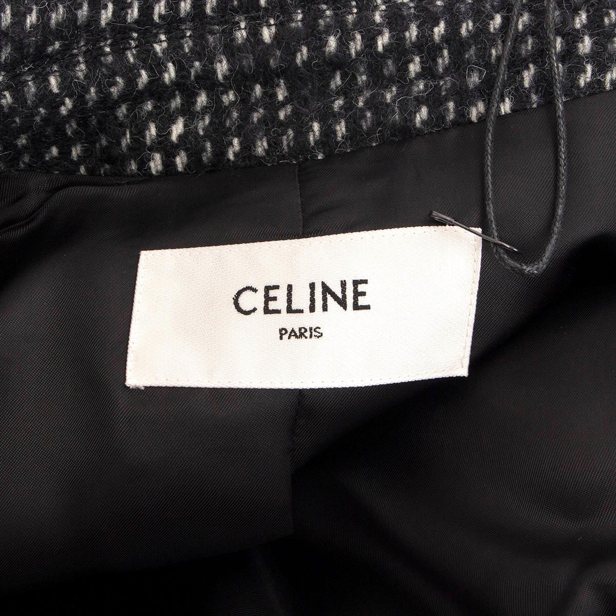 CELINE grey wool DOUBLE BREASTED OVERSIZED TWEED Bomber Jacket 36 XS In New Condition For Sale In Zürich, CH