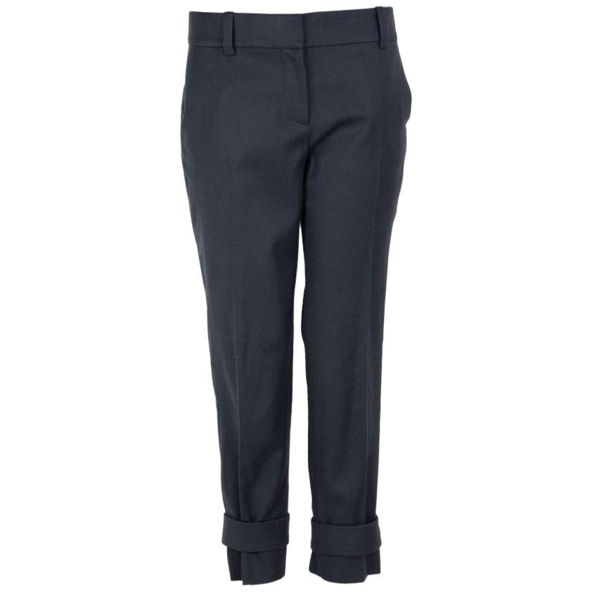 CELINE grey wool VELCRO DETAIL TAPERED LEG CAPRI Pants 40 M