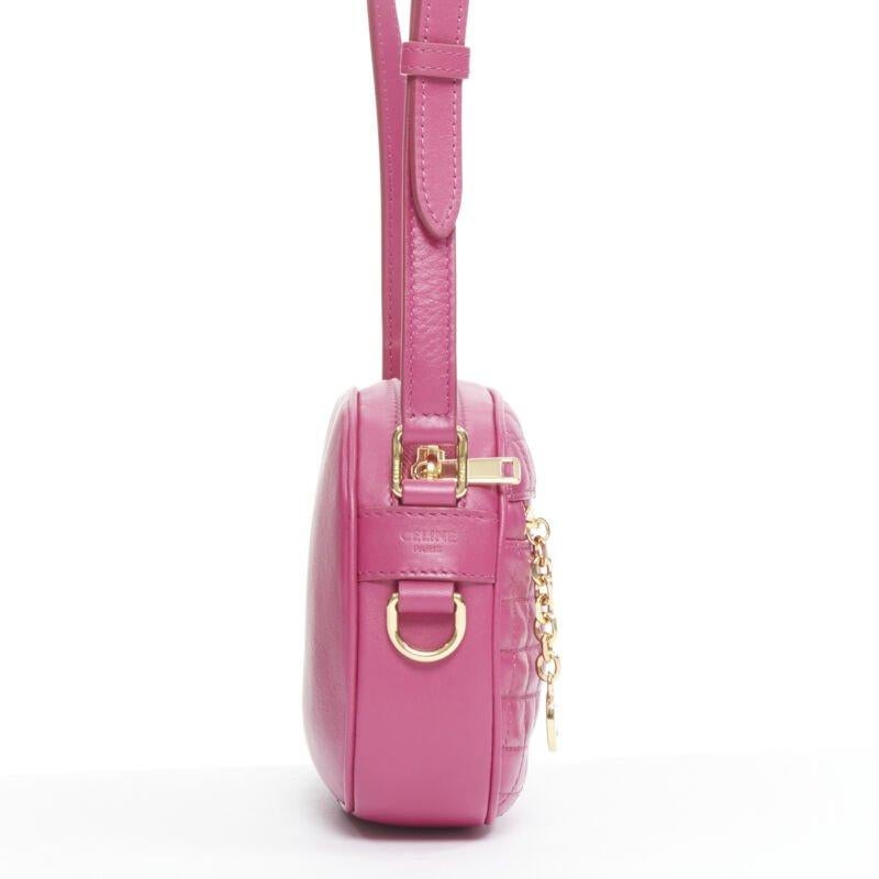 CELINE Hedi Slimane 2019 C Charm pink quilted small crossbody camera bag In Excellent Condition For Sale In Hong Kong, NT