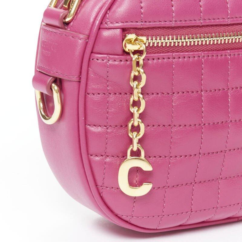 CELINE Hedi Slimane 2019 C Charm pink quilted small crossbody camera bag For Sale 2
