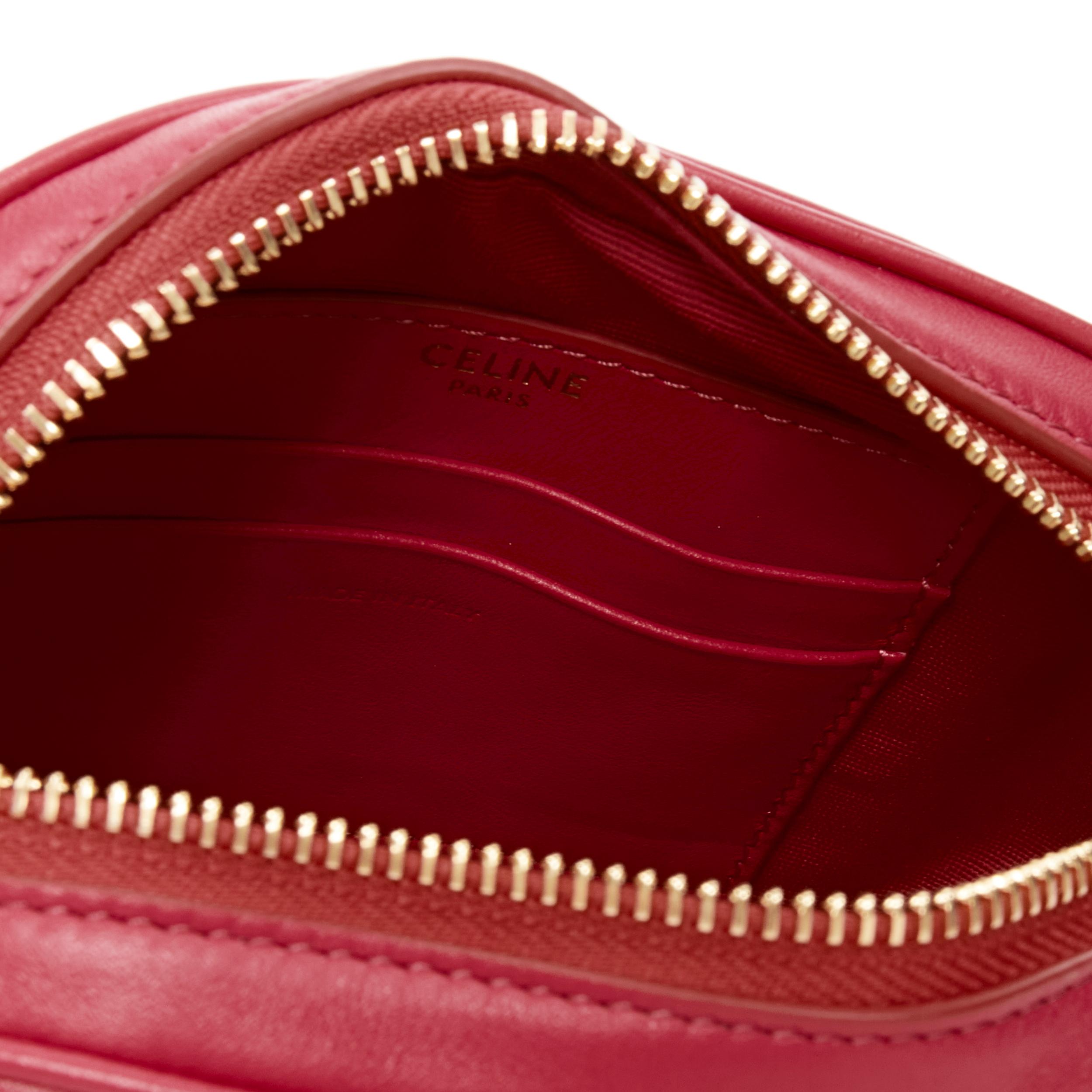CELINE Hedi Slimane 2019 C Charm red quilted small crossbody camera bag For Sale 6