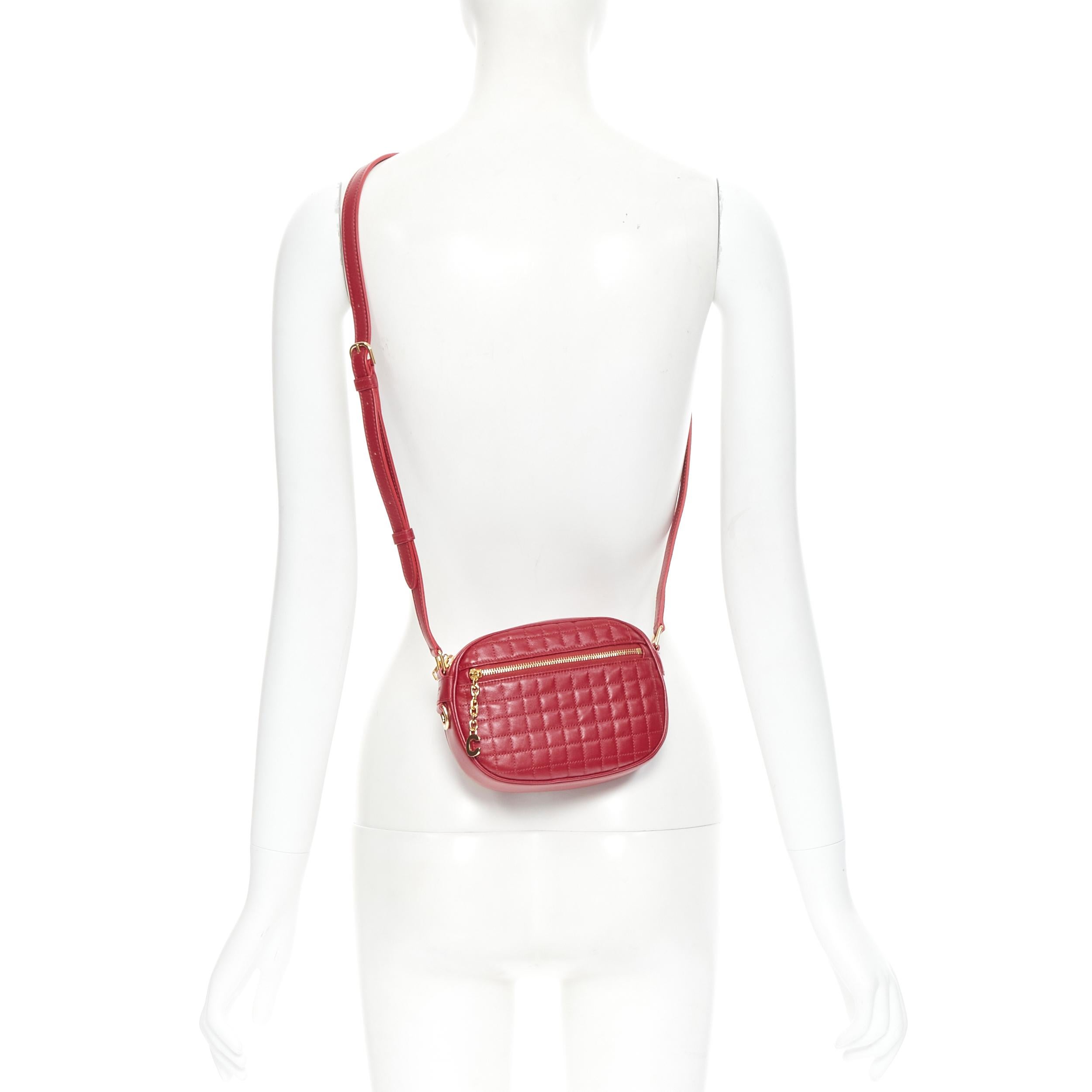 CELINE Hedi Slimane 2019 C Charm red quilted small crossbody camera bag
Reference: TGAS/B01429
Brand: Celine
Designer: Hedi Slimane
Model: Small C Charm camera bag
Collection: 2019
Material: Leather
Color: Red
Pattern: Solid
Closure: Zip
Extra