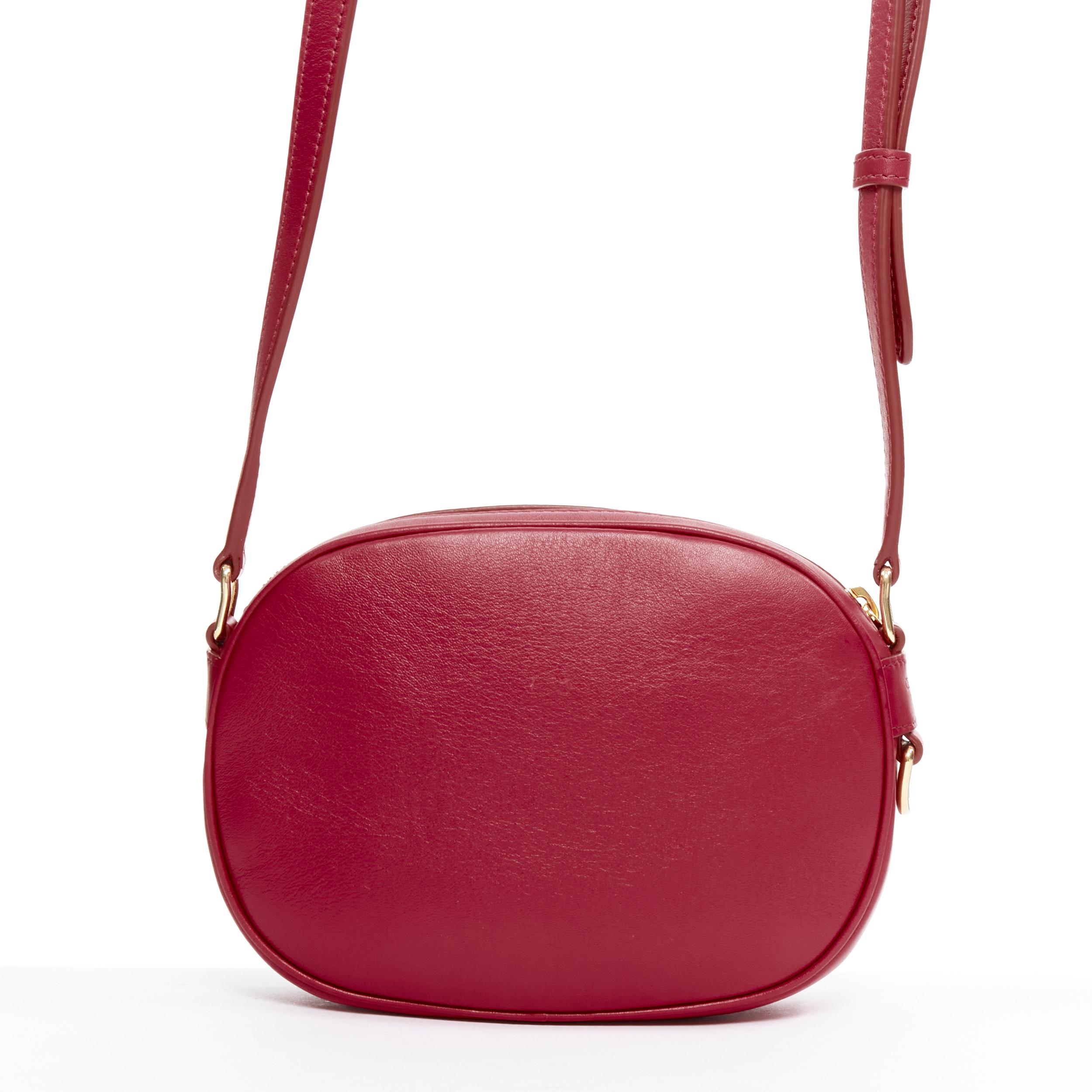 Women's CELINE Hedi Slimane 2019 C Charm red quilted small crossbody camera bag For Sale