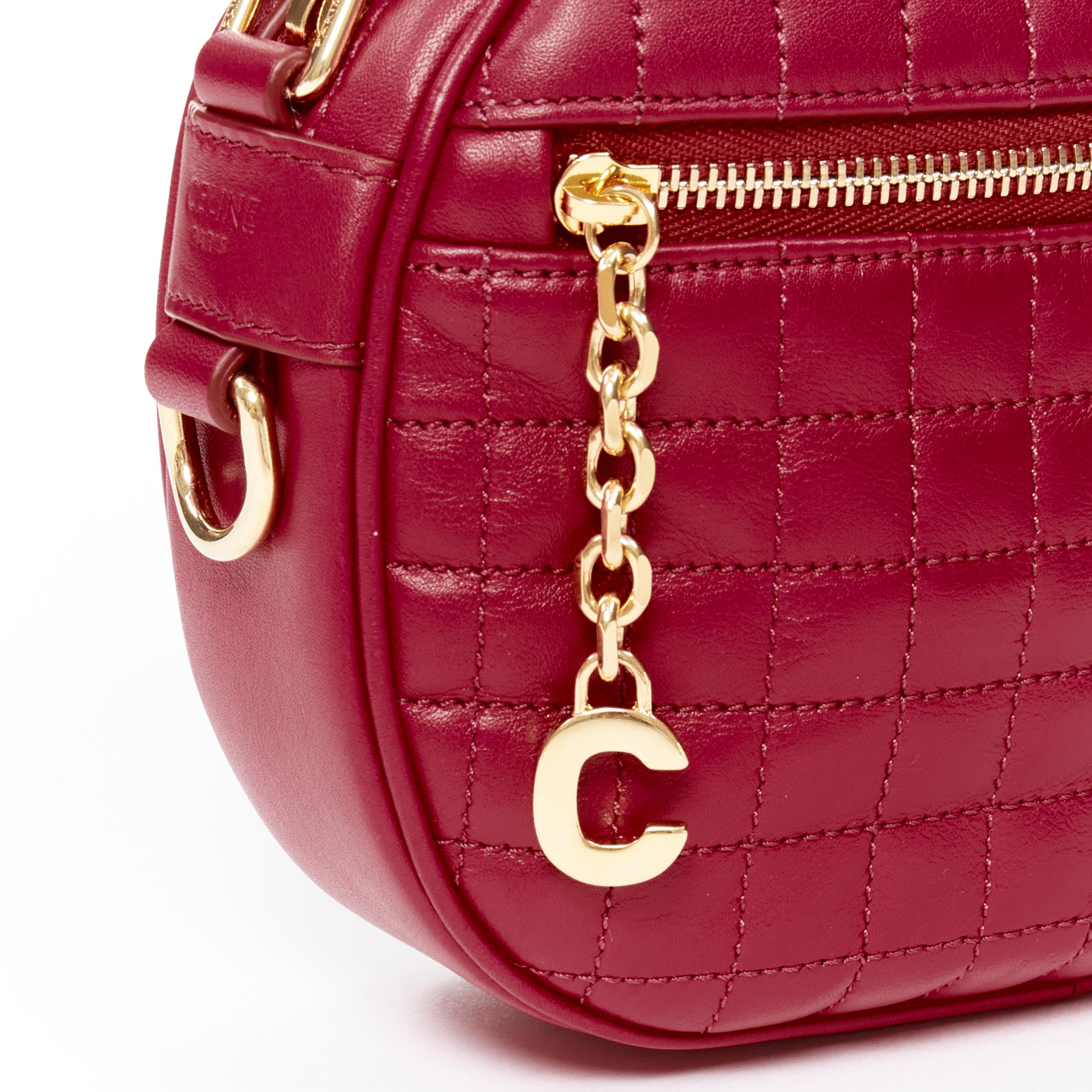 CELINE Hedi Slimane 2019 C Charm red quilted small crossbody camera bag For Sale 2